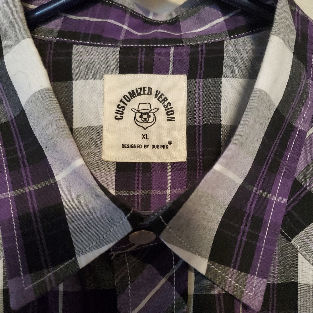 Men's purple and black Dress Shirt - Picture 2 of 3
